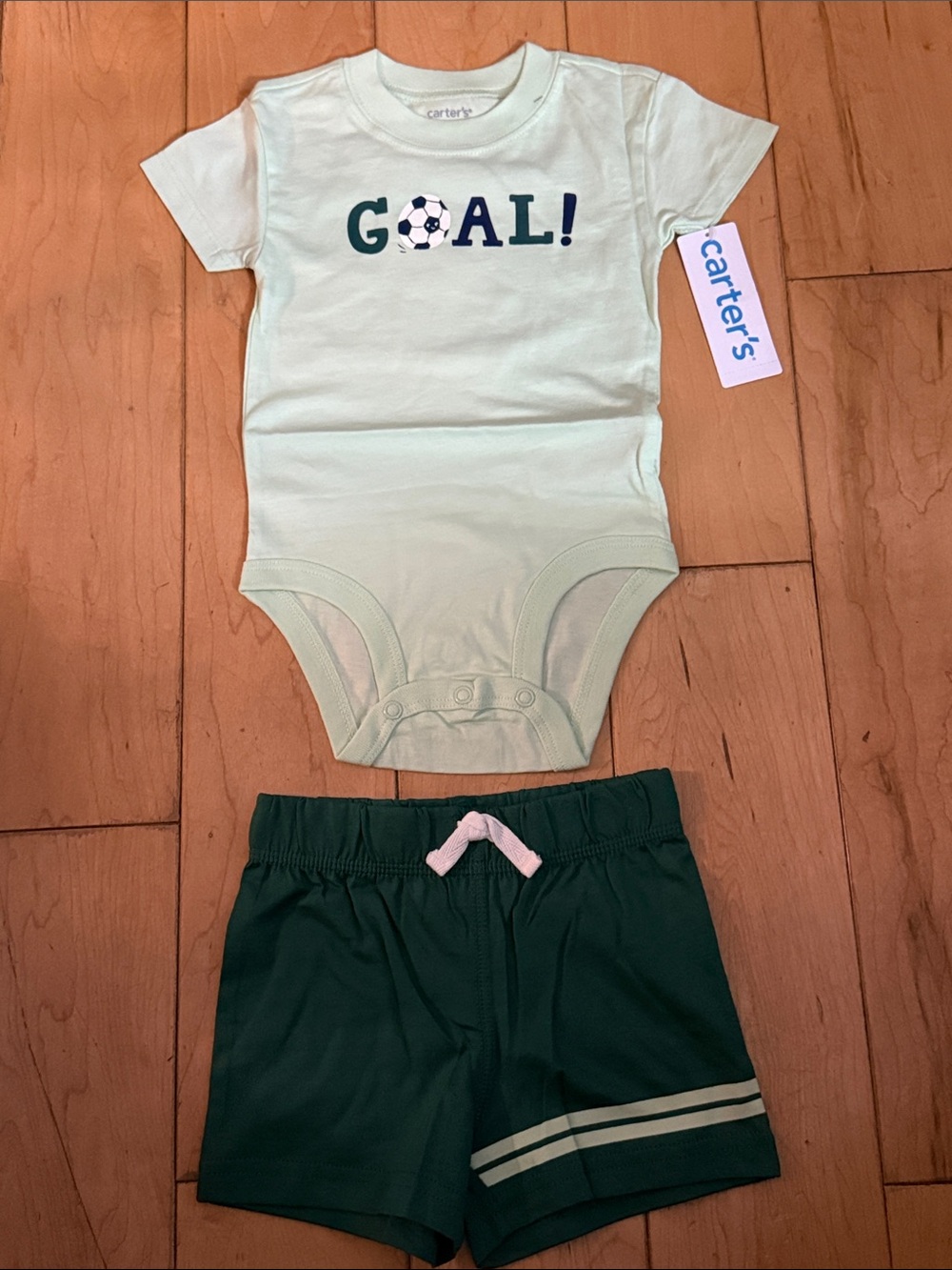 Carter's Mint and Dark Green 'GOAL!' Two-Piece Set
